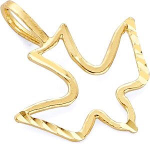 61JnnOrDPSL._AC_SY535_ 14k REAL Yellow Gold Religious Holy Spirit Dove Charm Pendant