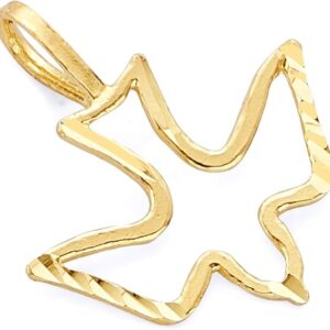 14k REAL Yellow Gold Religious Holy Spirit Dove Charm Pendant